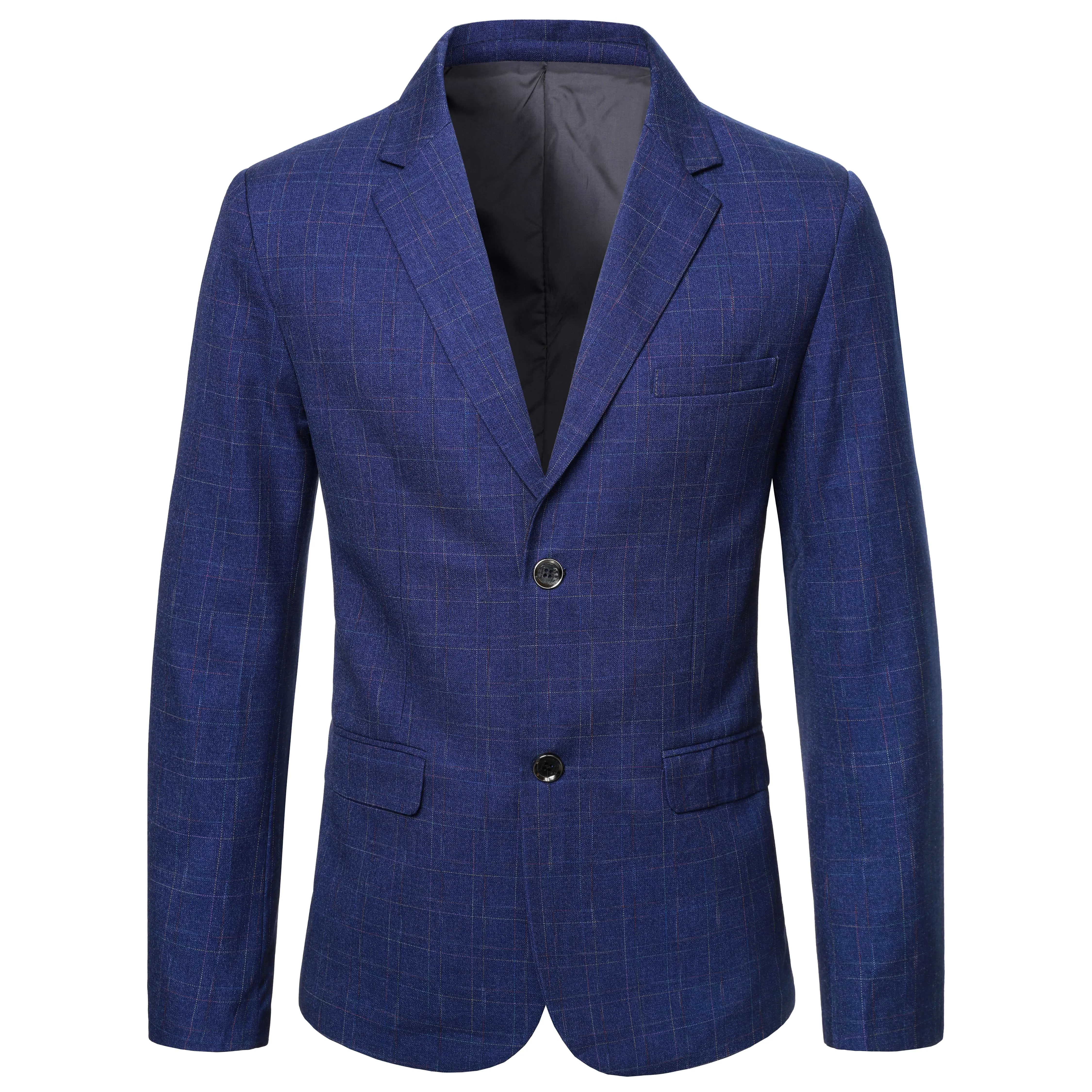 

New Spring Men Blue Plaid Blazers Jackets Formal Wear Suits Coats Business Jackets Male Slim Casual Blazers Jackets Size 4XL
