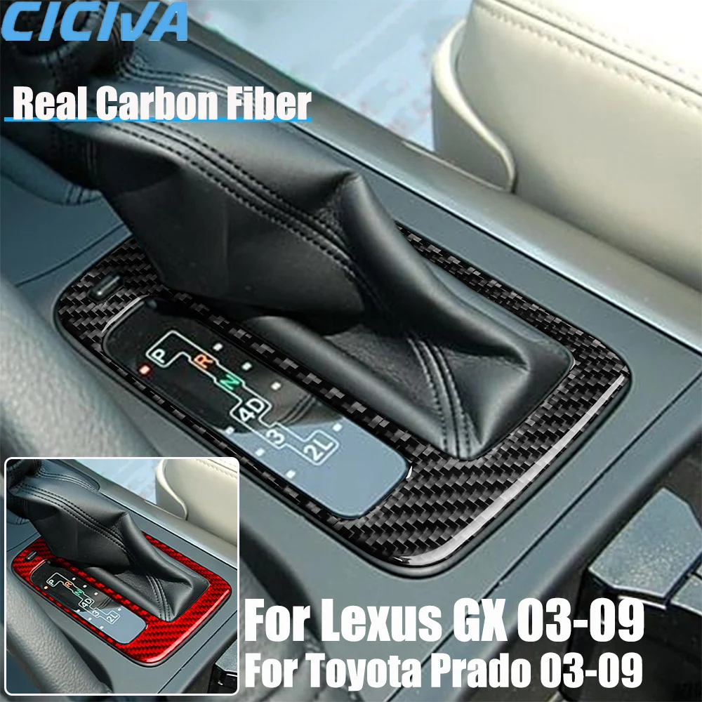 

Real Carbon Fiber Car Accessories Gear Shift Panel Decorative Cover Soft Sticker For Lexus GX For Toyota Prado 2003-2009