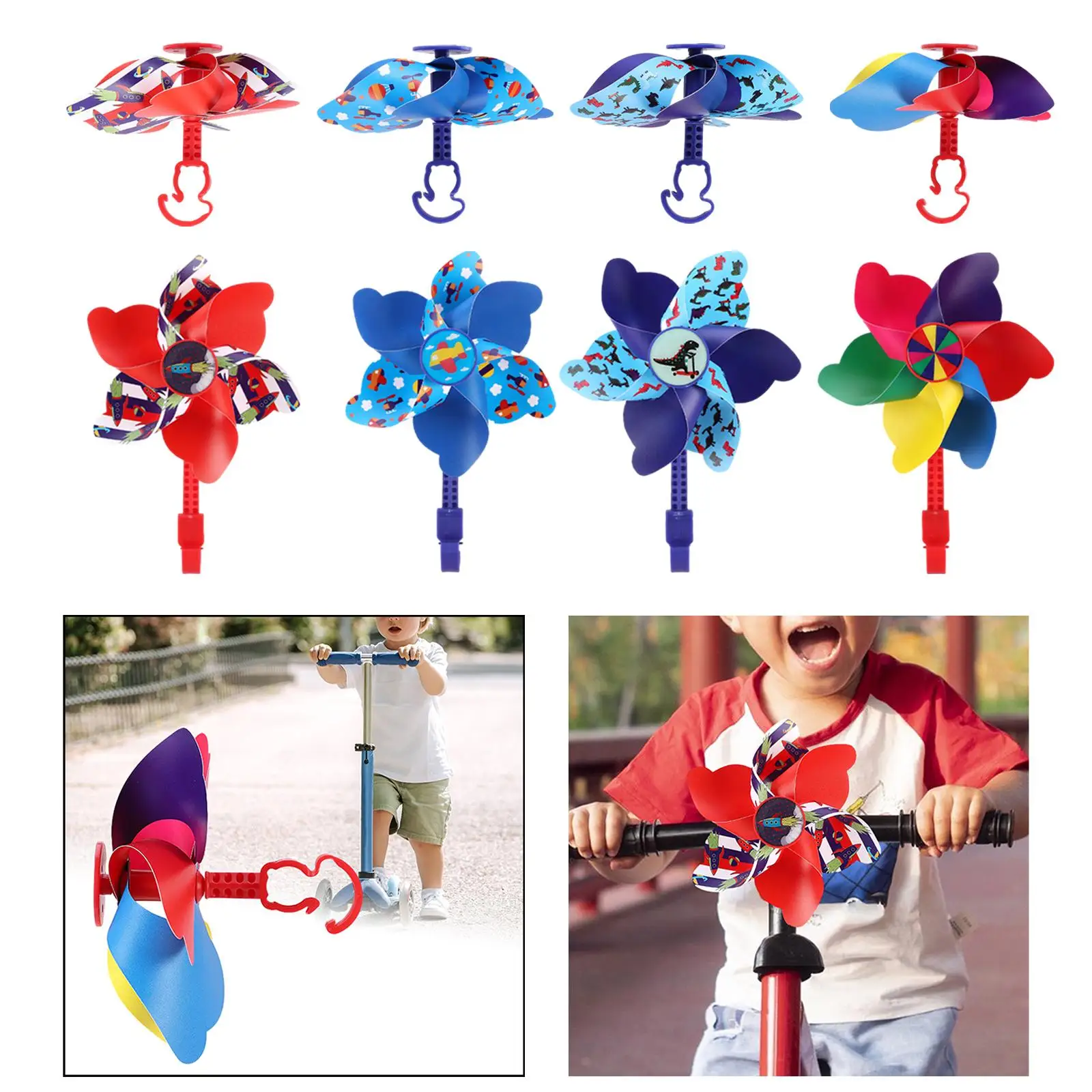 Bike Handlebar Pinwheel for Kids Rotating Small Windmill Easy Attachment Scooter Toy Cute Decoration for Scooter Tricycle