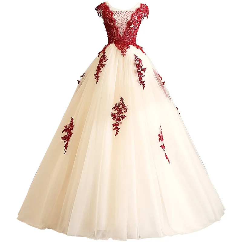 فستان سهرة نسائي جديد مطرز برقبة دائرية لعام 2025، فستان طويل أنيق ونحيف وأنيق لأداء المسرح