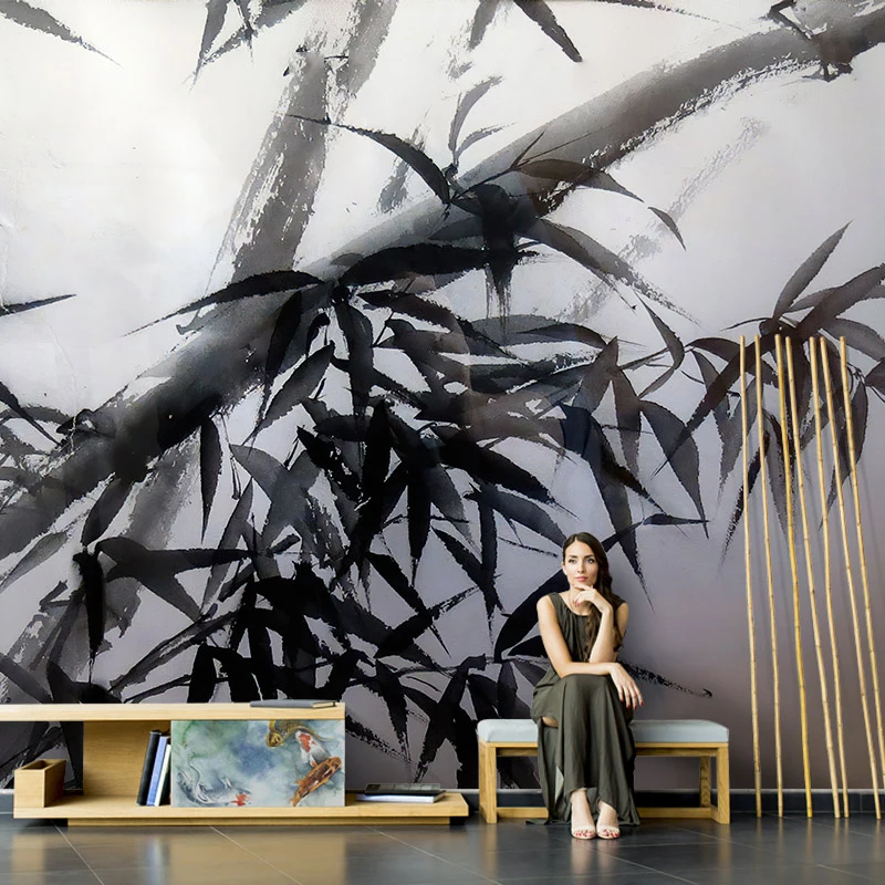 

Новый китайский стиль, бамбуковые чернила, стирка, ткань для ТВ, фон, стена, ручная роспись, обои для гостиной, диван, вилла