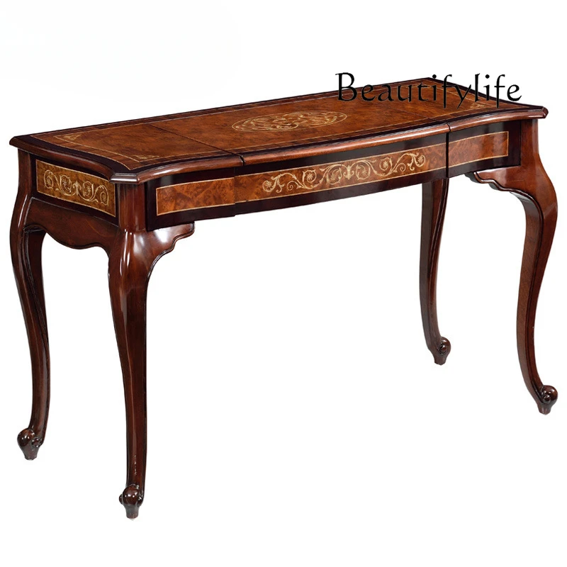 European dressing table mahogany core solid wood makeup table princess flip dressing table full court