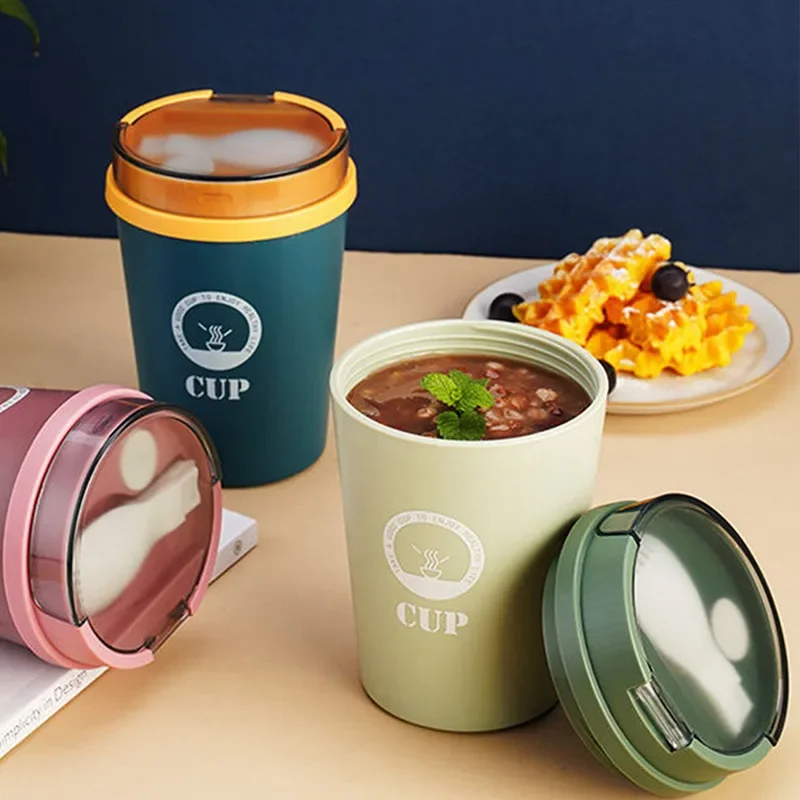 500ml Cup shape Lunch Box Portable Soup Porridge Cup For Kids Microwave Plastic Bento Box Student Sealed Food Container Box