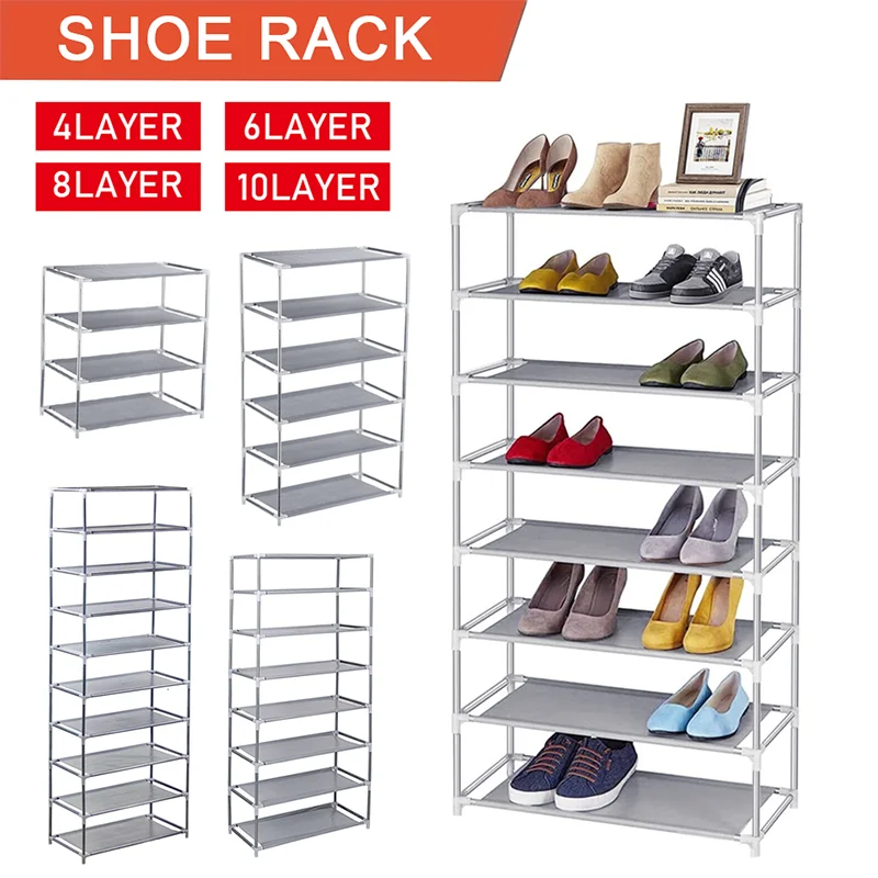 4/6/8/10 Floor Shoe Shelf Fashion Shoes Rack Shoes Organizers Space-saving Simple Storage Stand Doorstep Shoe Cabinet Storage