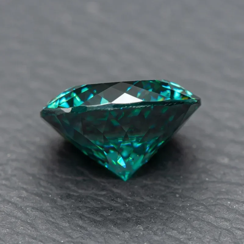 GRAMoissanite Stones 100 Faces Cut Emerald Green Primary Colours Round Shape with Certificate DIY Jewelry Making Materials