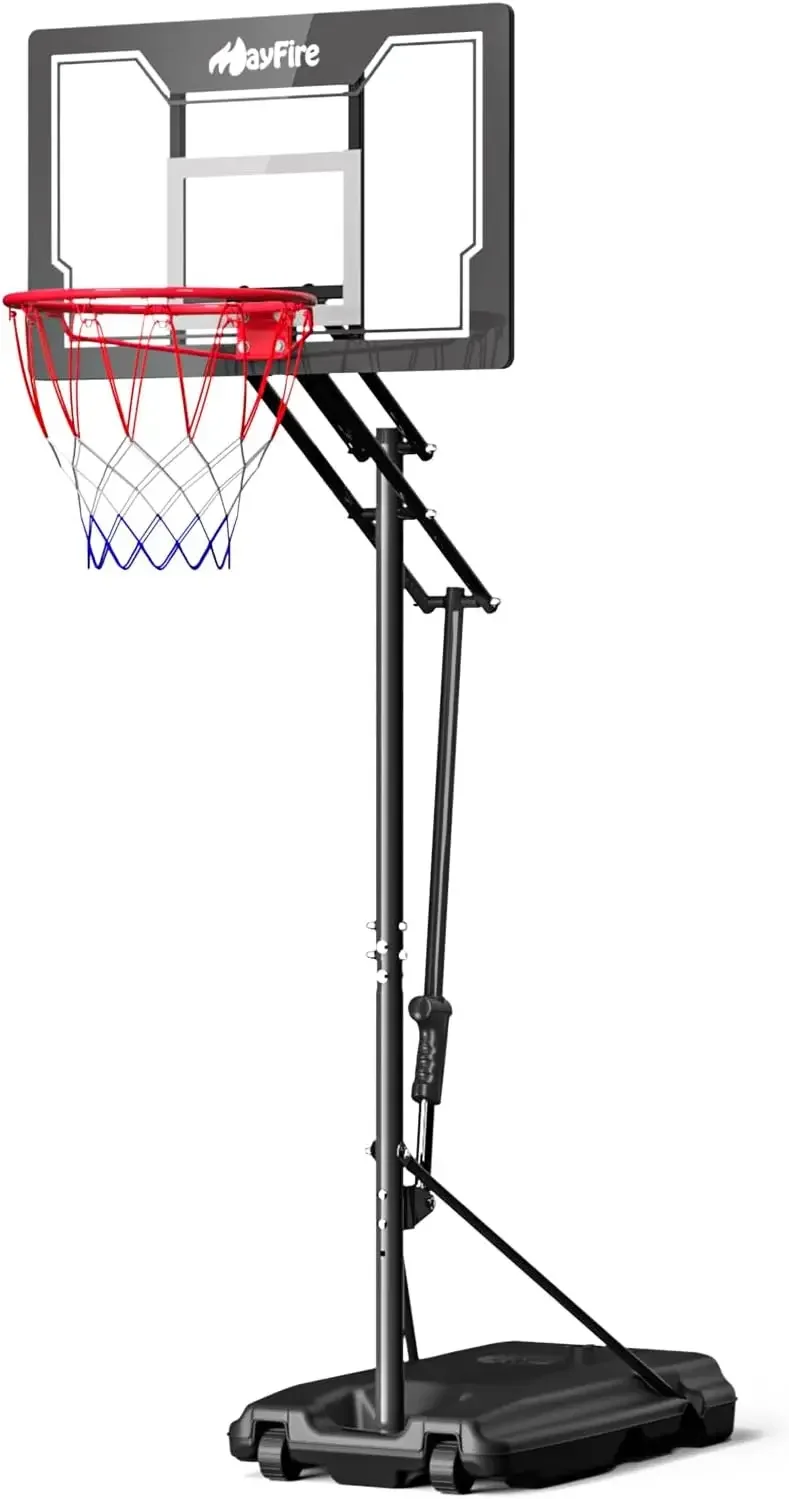 Basketball Hoop,4.9-8.5 Ft Adjustable,Pool Basketball Hoop Outdoor，33 Inch Shatterproof Backboard，Portable Basketball Ho