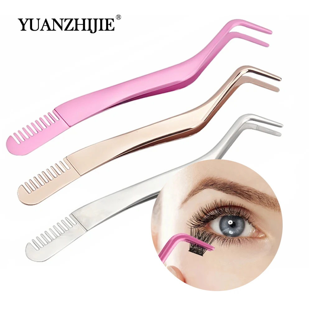 YUANZHIJIE Eyelash Beauty Tweezers Eyelash Grafting Stainless Steel Tweezers Anti-Static Professional Lashes Tweezers Makeup