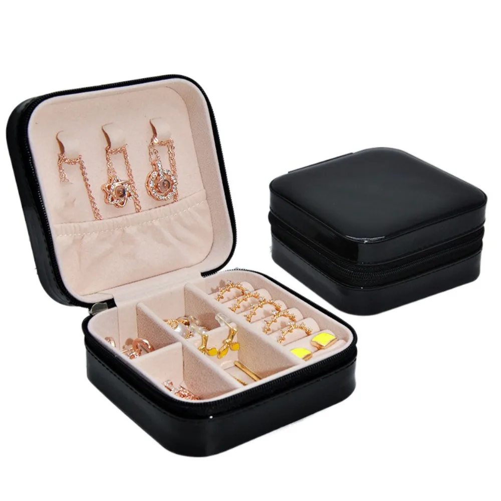 

PU Leather Jewelry Packing Bag Laser Large Capacity Mini Jewelry Display Box Organizer Necklaces Rings Jewelry Holder Handbag