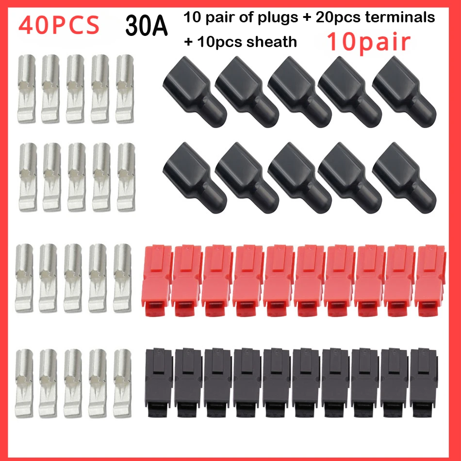 

10 Pair Electric Equipments 15A/30A/45A Amp Plug 600V for Anderson Powerpole Connector with Rubber Dust Cover Sleeves Terminal