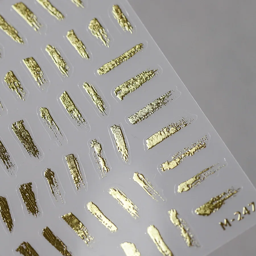 Gold Silver Self Adhesive Nail Art Stickers Frosted Particles Plaster Design 5D Embossed Reliefs Manicure Decals Wholesale