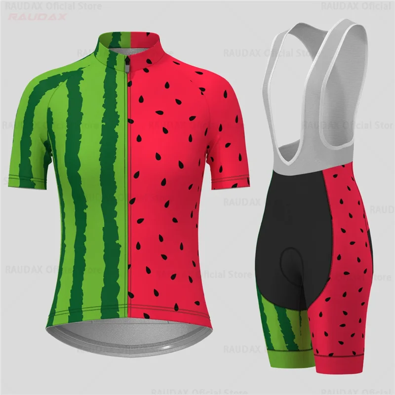 2023 WOMEN Cycling Jersey Set Bike Clothes Watermelon Summer Bicycle Clothing Cycling Set Anti-UV Maillot Conjunto Ropa Ciclismo