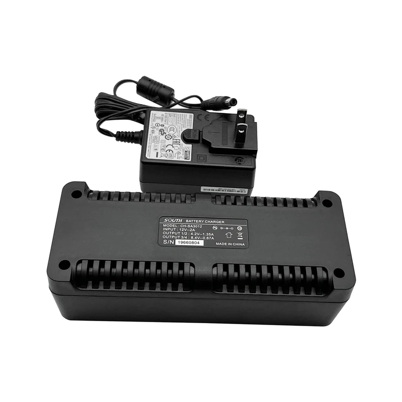 Black Four Bay Charger for South S82 R90 KOLIDA K9 SANDIN T23 GNSS BT-L7408W  L7402  Battery Charging Instruments
