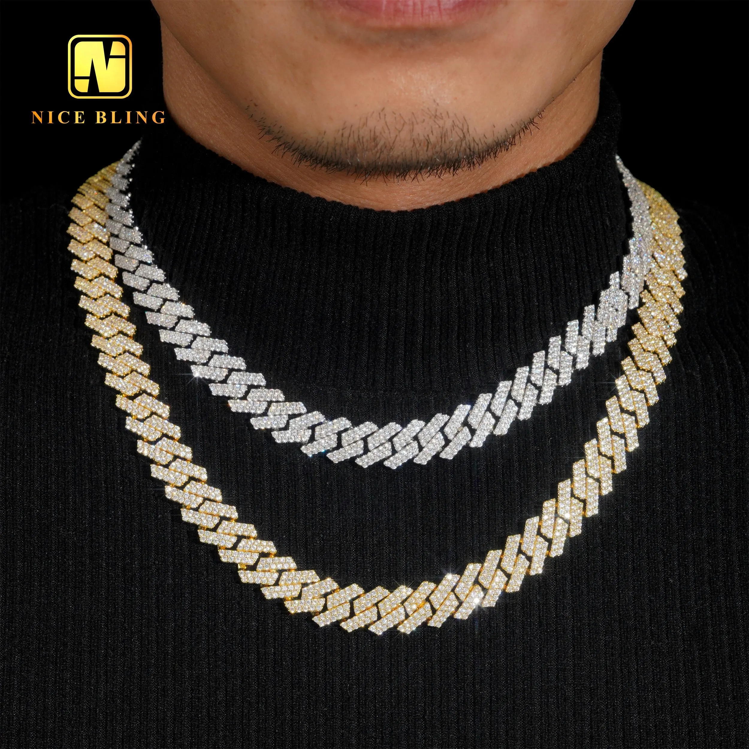 13mm Iced Out Miami Cuban Link Chain Men Wholesale Brass Cuban Necklace Bracelets 5a Cubic Zirconia Hip Hop Chains