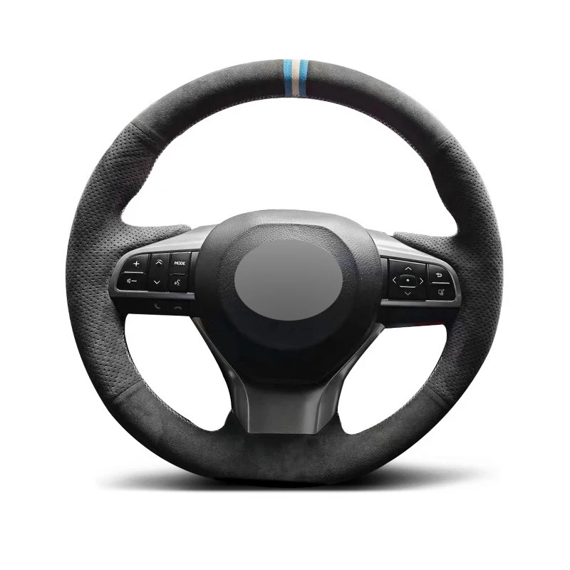Genuine Leather White Thread Steering Wheel Cover Wrap for Alcantera Car Accessories for Lexus ES300H ES350 GX460 GS350 F SPORT