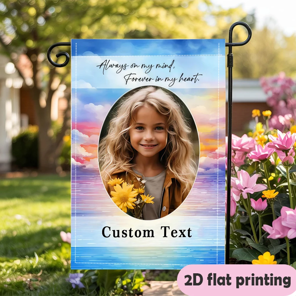 1pc double-sided Customizable Sunset Ocean Garden flag personalized custom Text & Photo Outdoor flagpole 30*45cm(12x18in)