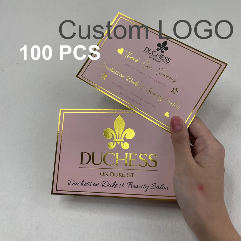 

Custom LOGO gold foil stamping thankyou card 400gsm High quality low moq free design logo thank you card business cards postcard