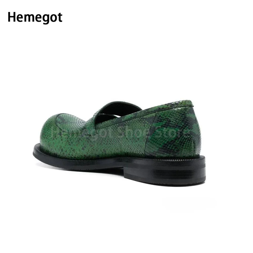 Round Toe Chunky Loafers Flat Men Shoes Retro Casual Green Black Man Shoes Slip-On Summer Comfortable Breathable Shoes