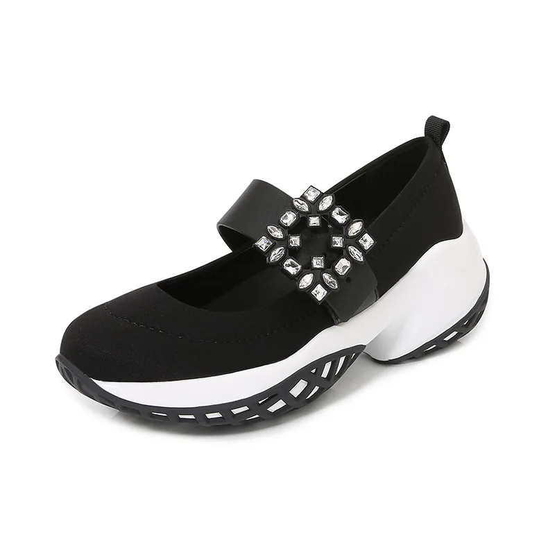 

2025 New Mary Jane Women's Shoes with Flat Thick Bottom And Rhinestone Buckle Anti-slip Wear-resistant Fashion Casual Slip-on