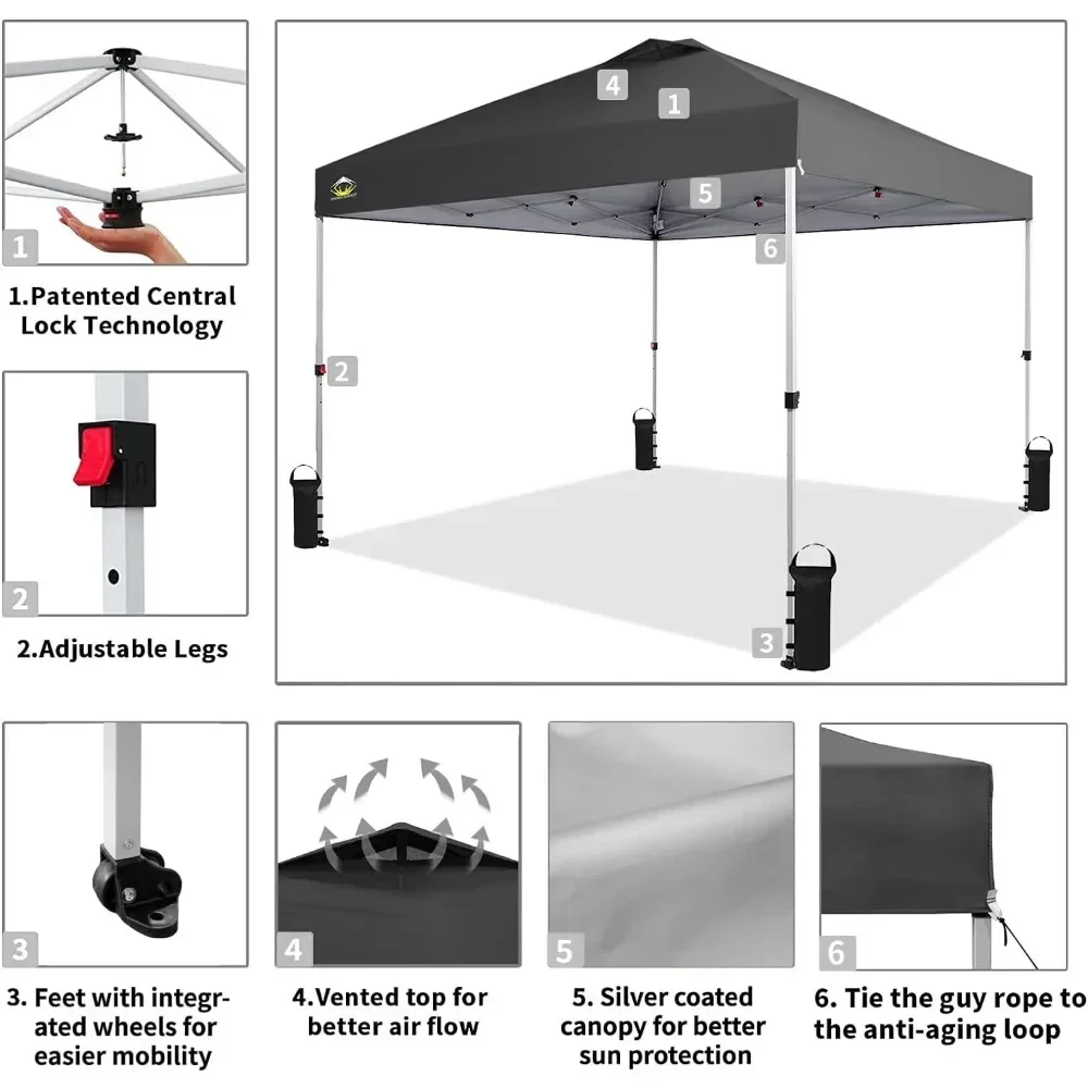 Tuinhuisje 10X10 Pop-Up, Gepatenteerd Middenslot Één Duwtent, Nieuw Ontworpen Opbergtas Luifel