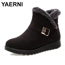 YAERNI Women Warm Ankle Boots Faux Fur Winter Womens Waterproof Anti Slip Ankle Bootie Warm Fur Footwear Shoes BootenE1189