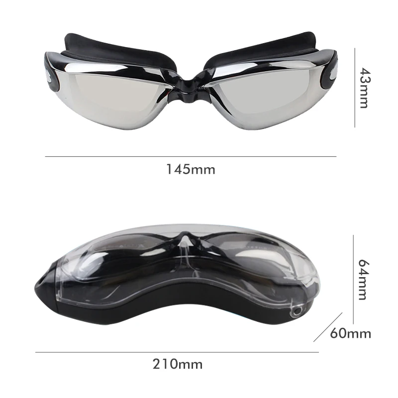 Mosodo Swimming Goggles with Earplug Anti-fog Adjustable Swim Glasses Men Women Adult Silicone Eyewear Optical Diving Glasses