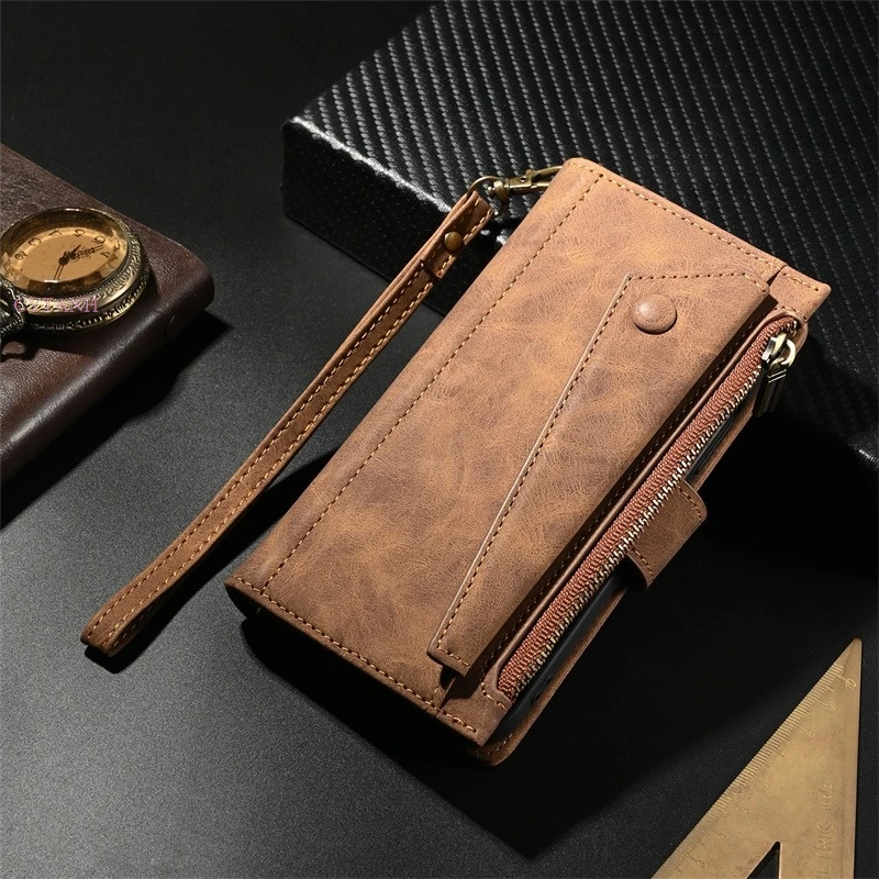 New 8 Cards Zipper Flip Leather Case For OPPO Reno 10 Pro Reno10 Pro+ Wallet Mobile Phone Cover for X6Pro 5G With Rope For Free