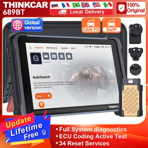 THINKCAR THINKSCAN 689BT CANFD DOIP OBD2 Diagnostic Tool 34 Reset Car Scanner Full System ECU Coding Bi-Directional Control Scan