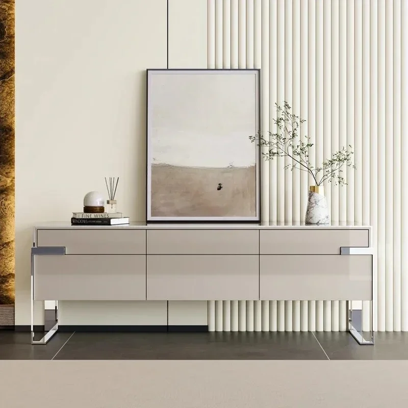 Cy56  Italian light luxury TV cabinet Hong Kong style light luxury simple post-modern bedroom video cabinet metal