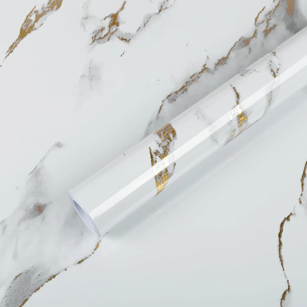 

Золотисто-белые мраморные самоклеящиеся обои, глянцевая виниловая пленка, водонепроницаемые для кухонных столешниц, шкафов, настенных наклеек для домашнего декора