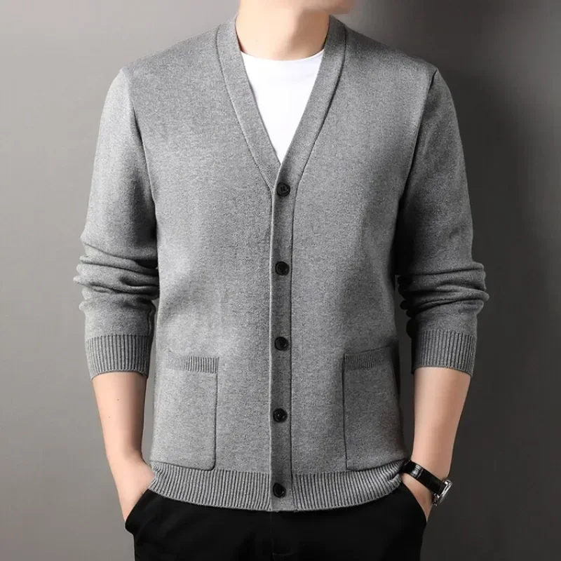 2024 COOL Men\'s Casual Design Cardigan Vertical Thickened Long Sleeved Button Coat Cardigan Sweater Men Clothing