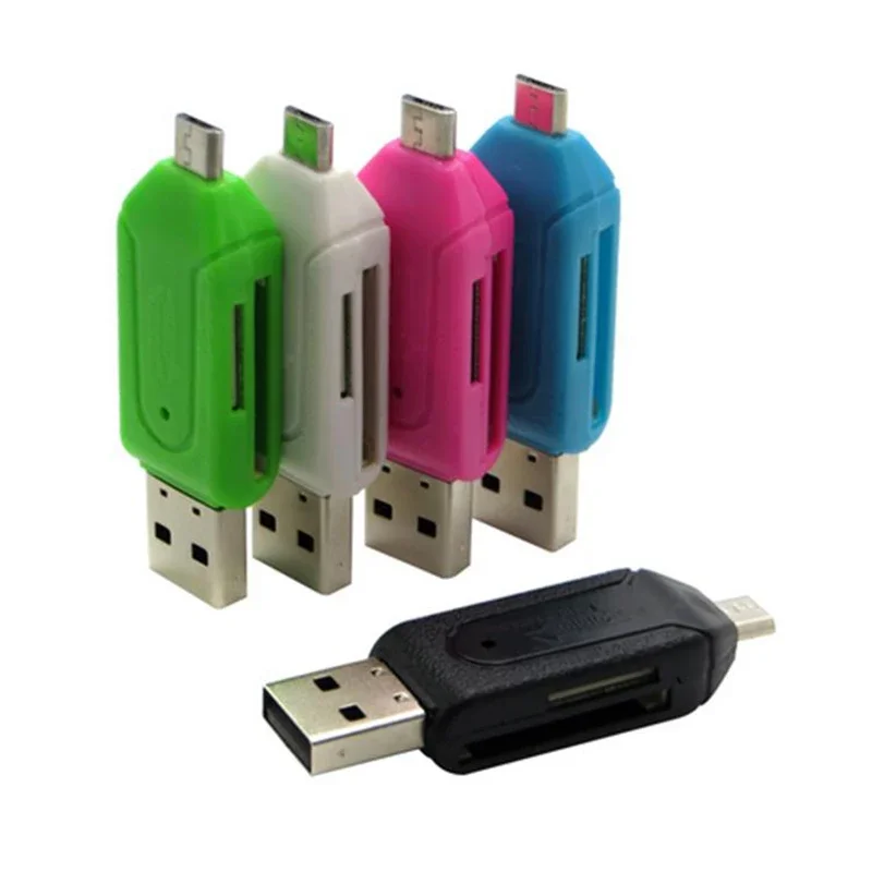 1/2/3PCS 2-in-1 Card Reader USB Memory Card Reader USB OTG To USB Adapter / Card Reader Random Color