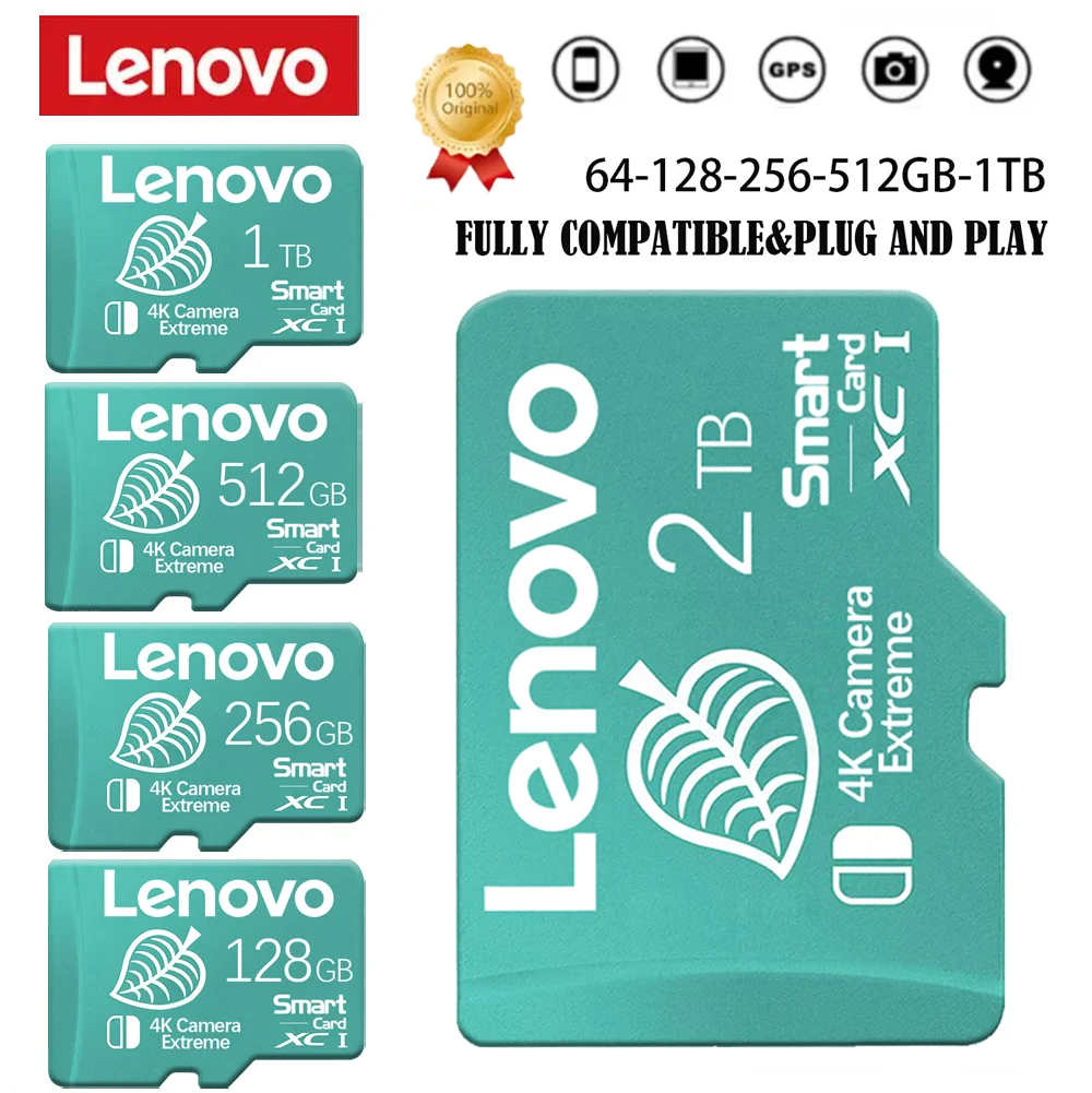 Lenovo-Carte mémoire haute vitesse pour Nintendo Switch, Steam Deck, Micro TF, 2 To, 512 Go, U3, V30, A2