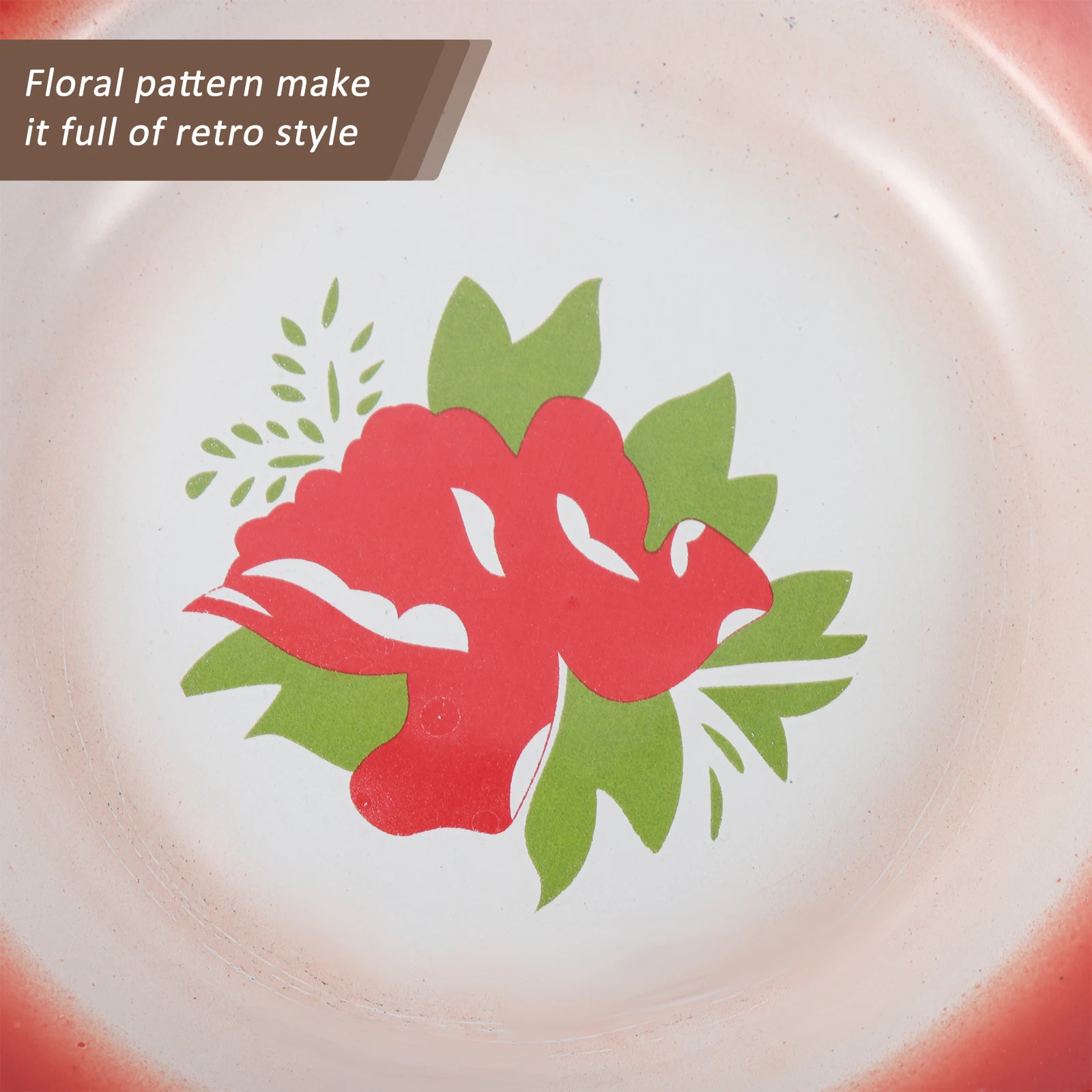 

Vintage Style Enamel Food Plate Thickened Red Flower Design Serving Dish For Fruit Snacks Dessert Retro Tableware Hotel