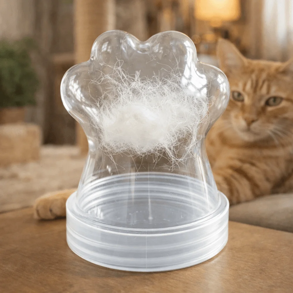 

2PCS Transparent Pet Fur Keepsake Bottle Dust-proof Kawaii Design Cat Paw Shape Jar Plastic Airtight Snack Storage Jar