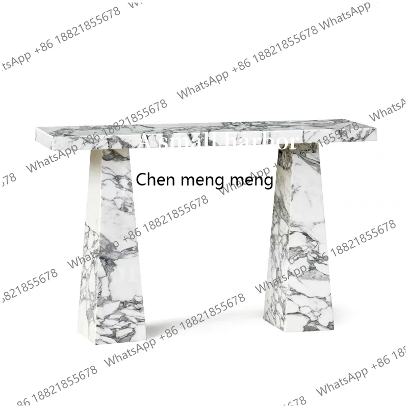 

Modern light luxury entrance table, living room design art, rock slab big white marble entrance