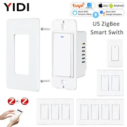 US AU Tuya ZigBee 3.0 Smart Life Wireless Push Button Wall Light Switch Voice Remote Control 2 Way with Neutral USA 1 2 3 4 Gang