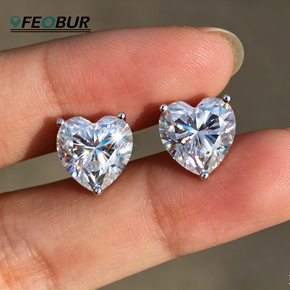

Certified 1-4CT Heart Moissanite Stud Earrings for Women 925 Sterling Silver Big Heart Diamond Earring High Quality Jewelry Gift