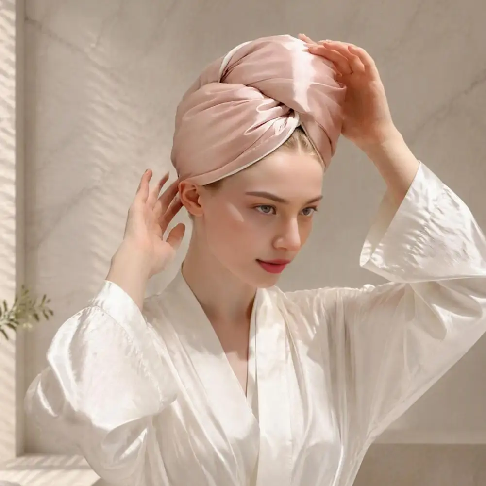 Fast Drying Hair Turban Hair Drying Towel Wrap Satin Microfiber Hair Towel Wrap Absorbent Fast Drying Turban for Curly
