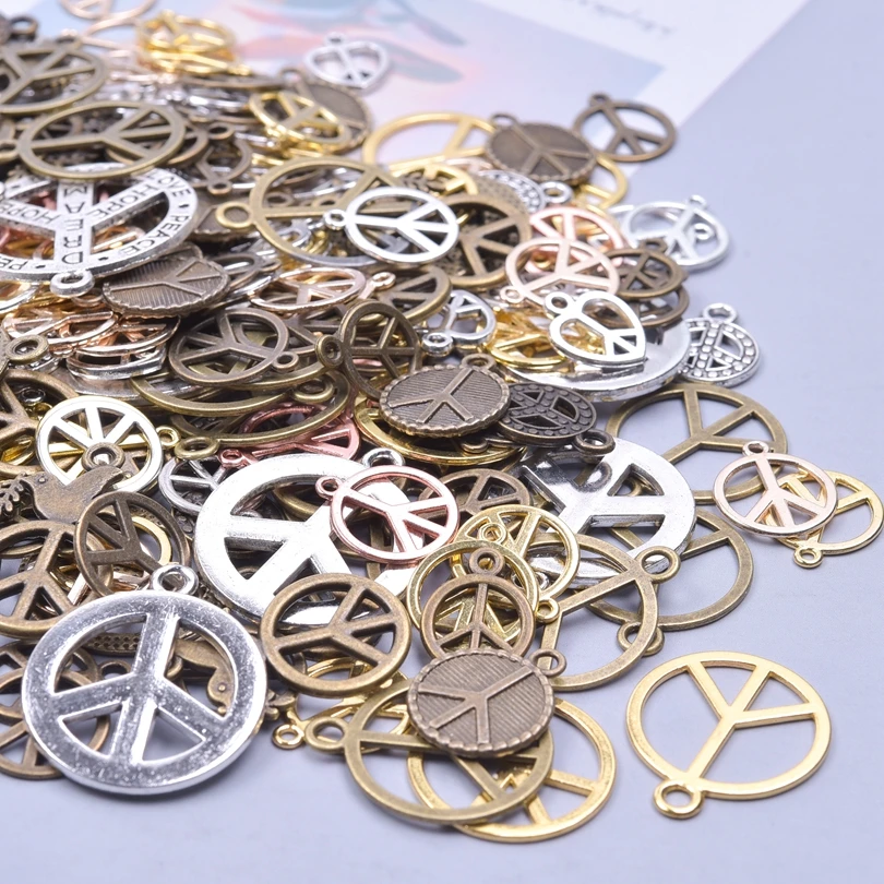 30/50/100pcs/Lot Random Mix Peace Symbol Charms Pendant For Jewelry Making Diy Necklace Bracelet Keychain Handmade Accessories