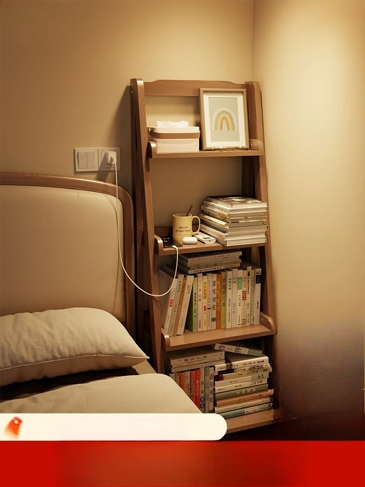 

Книжная полка из цельного дерева, книжная полка для гостиной у стены, хранилище в спальне, простой студенческий книжный шкаф, напольная полка трапециевидной формы