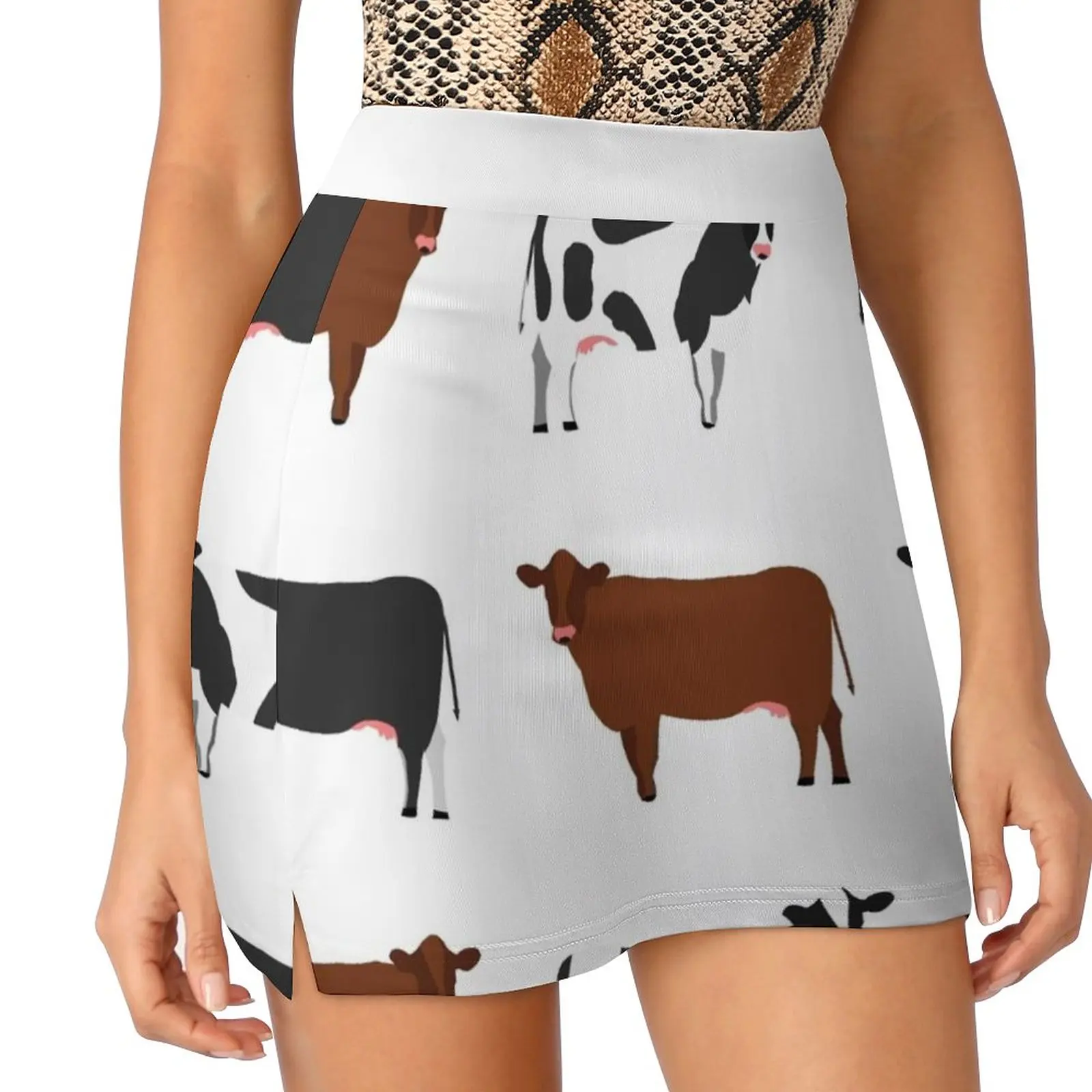 Bonito vacas saias mulher moda 2022 calças saia mini escritório saia curta vaca vaca padrão de vacas animais animais