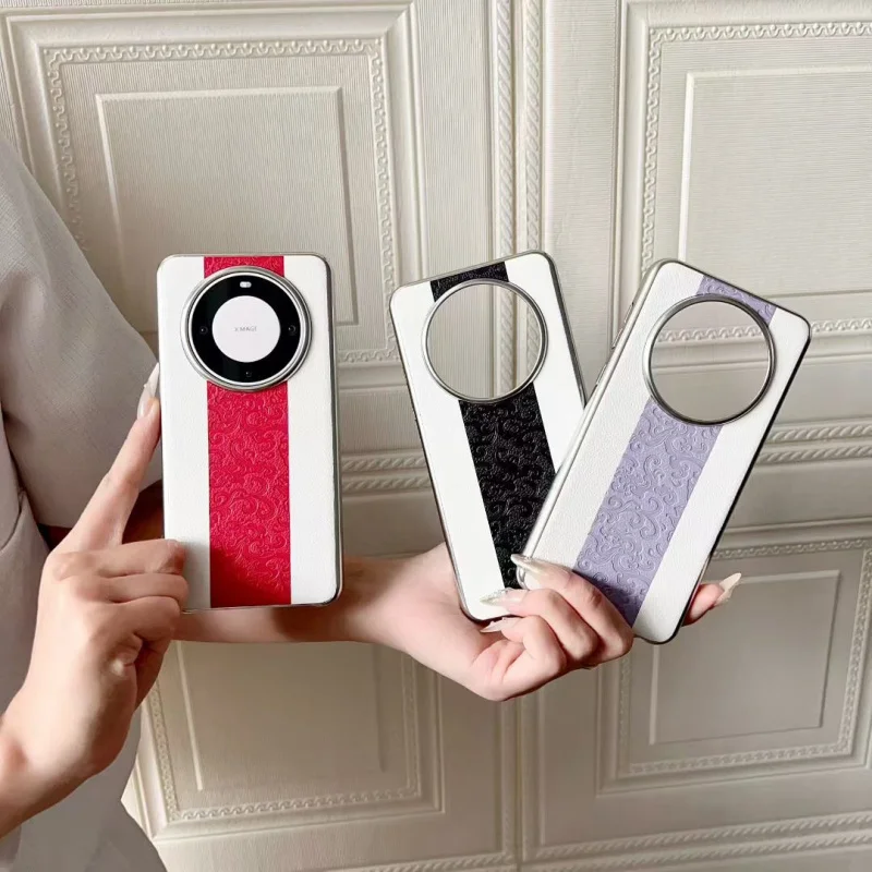 

Color Block Leather Litchi Pattern Phone case Compatible with Vivo200promin X100pro Protective Cover