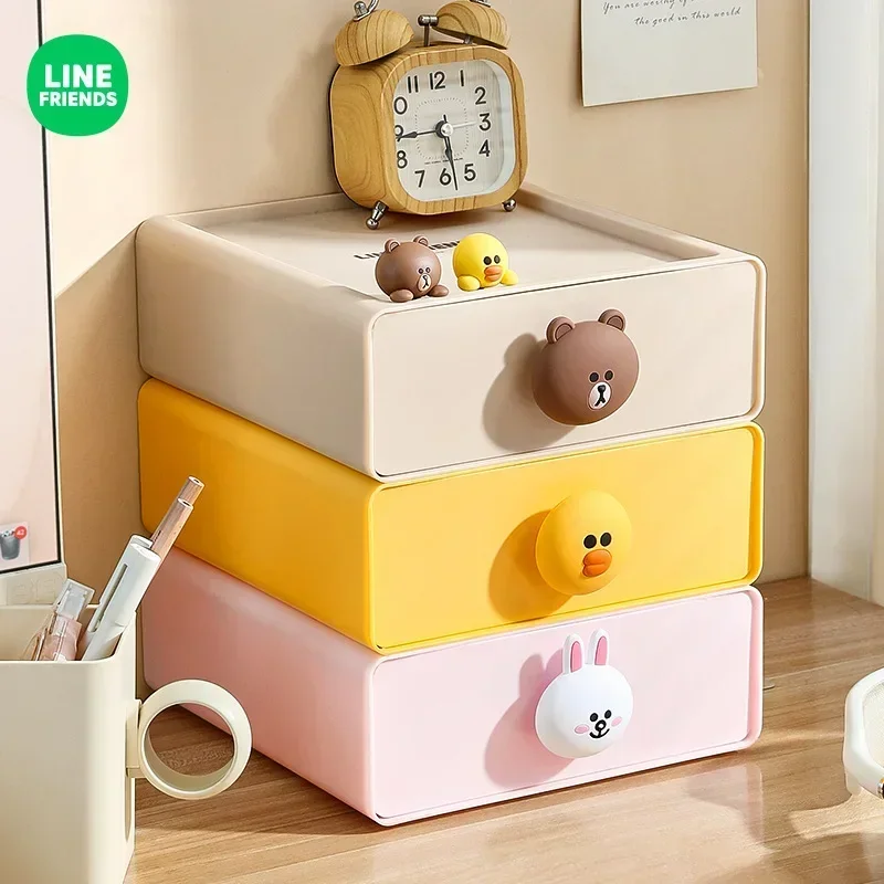 Plastic Bruine Cartoon Desktop Opbergdoos Sally Cony Woninginrichting Bureau Organizer Lade Opbergdoos Stapelbare Lijn Vrienden