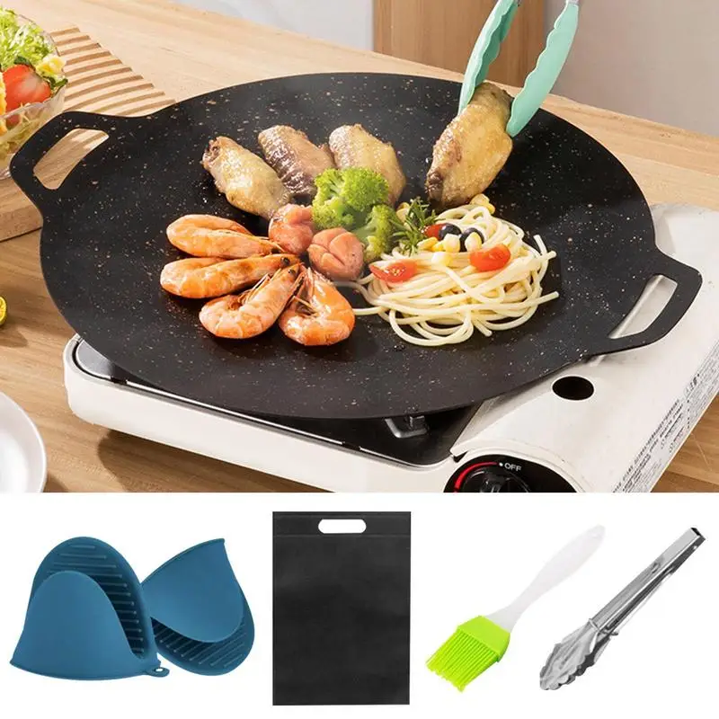 

Barbecue Grill Pan Korean Round Induction Griddle Pan With Non-Stick Coating And Uniform Heat Conduction For Family Use Or Camp