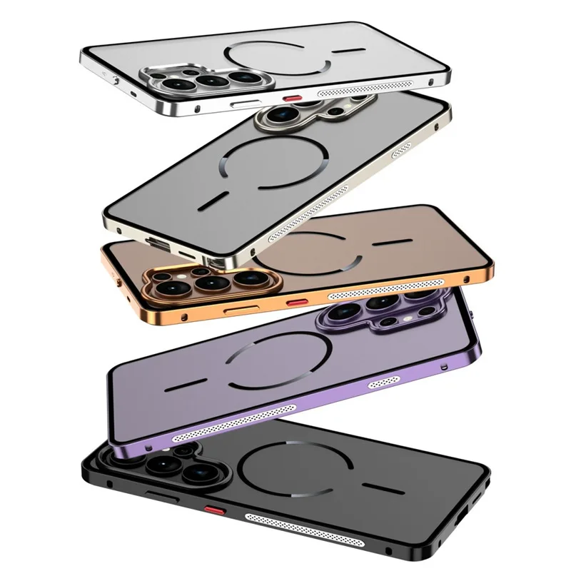 case for Samsung S26 S25 ultra Snap-on metal frame magnetic protective cover tough case full coverage Anti-Fingerprint plain