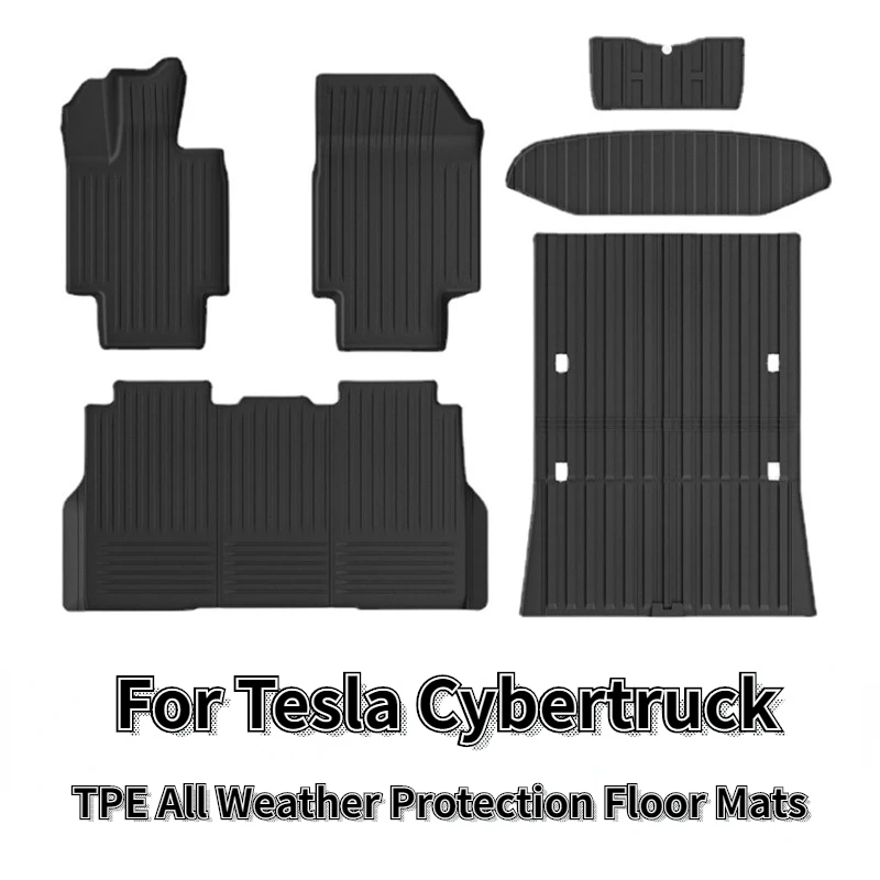 For Tesla Cybertruck Waterproof Floor Liners Trunk Cargo Mats Footpads Interior  TPE All Weather Protection Floor Mats