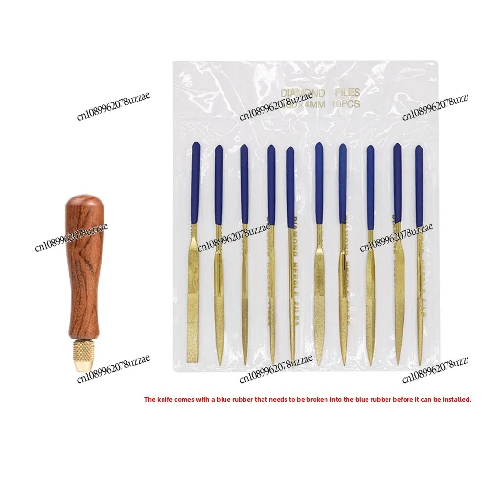 Wood Handle Titanium Plated Diamond Alloy File Polished Polished Solid Wood Handle Assorted File Set Accessories