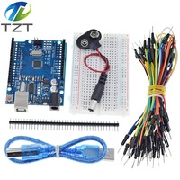 Uno R3  Starter Kit for Arduino Bundle of 5 Items: Uno R3, Breadboard, Jumper Wires, USB Cable and 9V Battery Connector