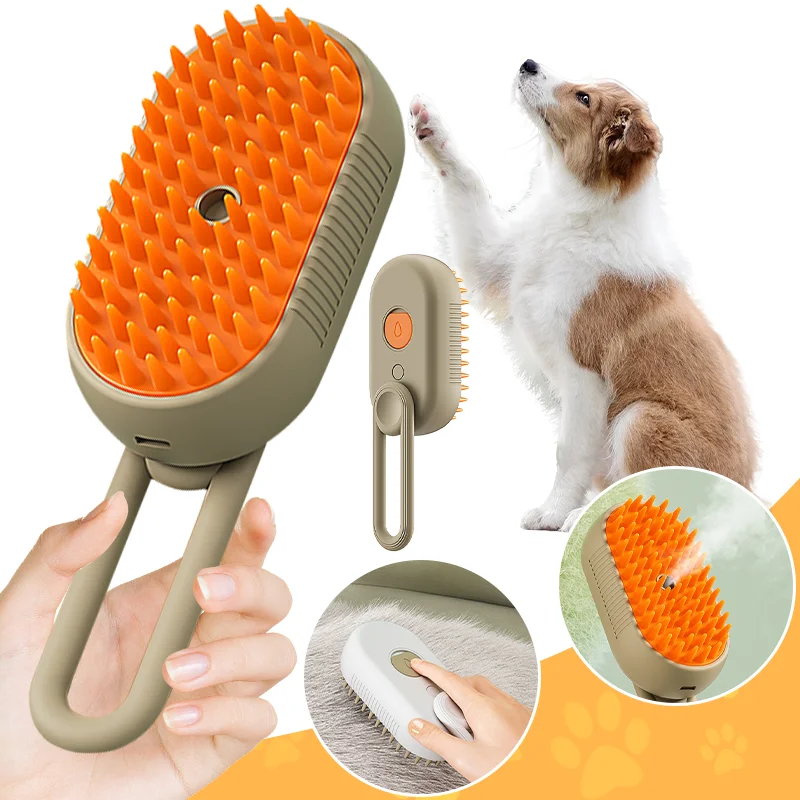 Cat Steamy Brush Dog Massage Comb With handle Electric Spray Cat Hair Brushes Retractable Handle Pet Hair Removal Grooming Brush