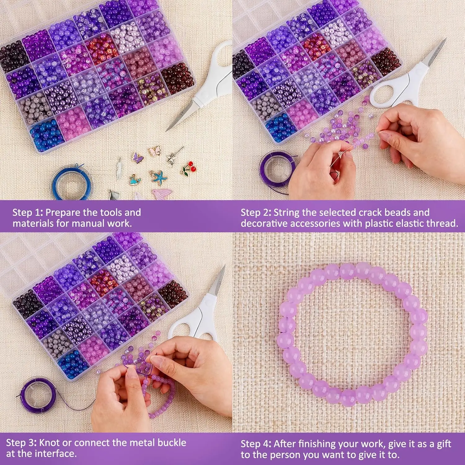 960PCS 6mm Glass Beads Bracelet Making Kit Assorted Colorful Beads for Jewelry And DIY Crafts,Friendship Bracelets
